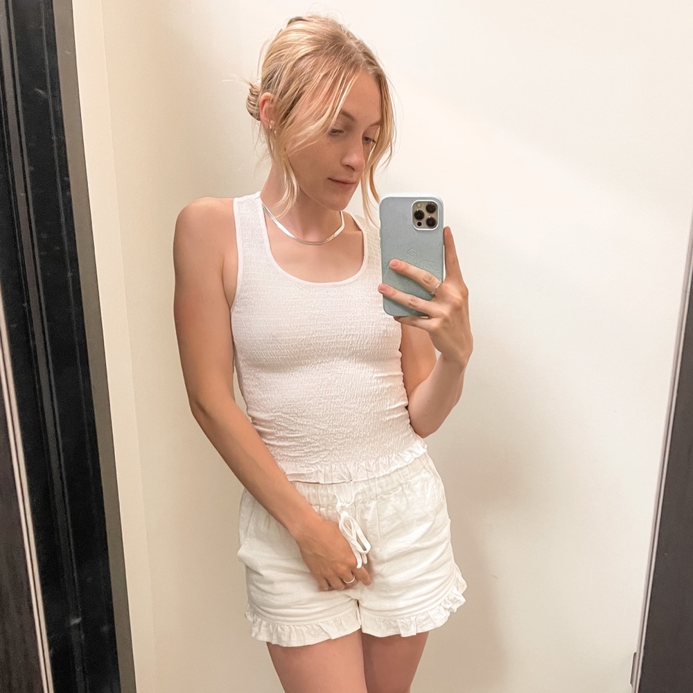 SOLD ❌ White Racerback Ruffle Tank Top by Japna